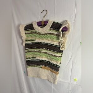 Another Love Striped Mock Neck Knit Sleeveless Sweater XS/S